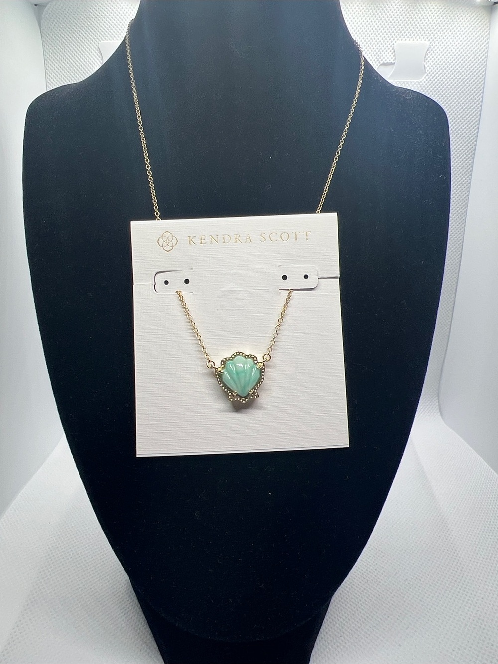 Kendra Scott Gold Necklace with Turquoise Shell Pendant